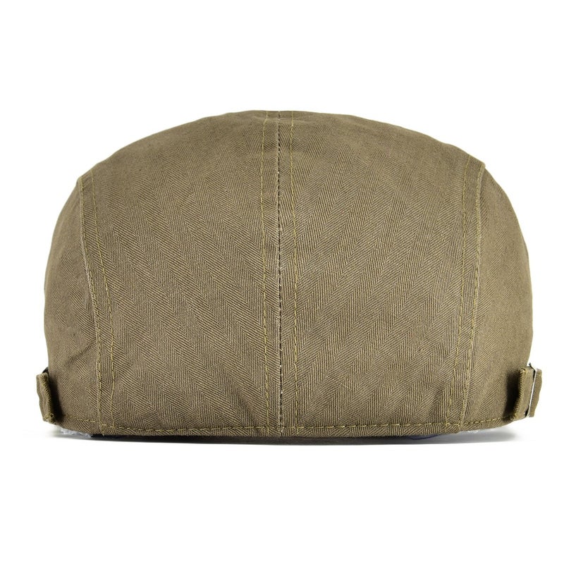 VOBOOM Men Cotton Adjustable Newsboy Beret Ivy Cap Cabbie Flat Hat (Dark Brown) - Image 5